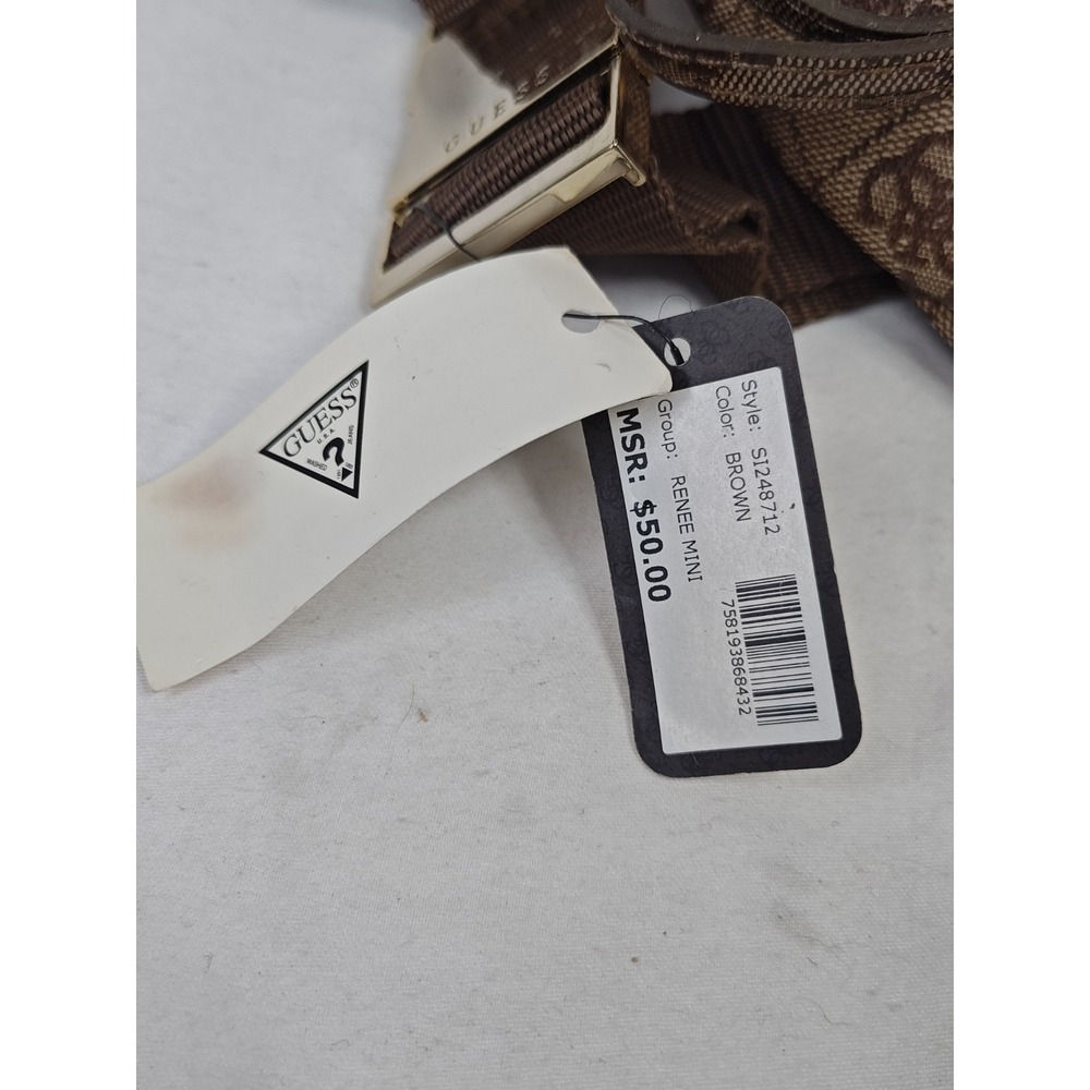 GUESS Renee Mini SI248712 Brown Logo Monogram Fanny Pack Belt Bag NWT - Picture 4 of 14